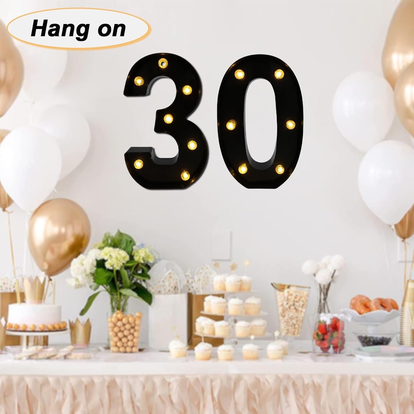 LED Marquee Numbers, 8.58 Inch Led Light Up Numbers for Party, Small Light Up Letters, Battery Powered Lighted Number for Table, Birthday, Night Light, Christmas or Home Decor (Black, Number 0)