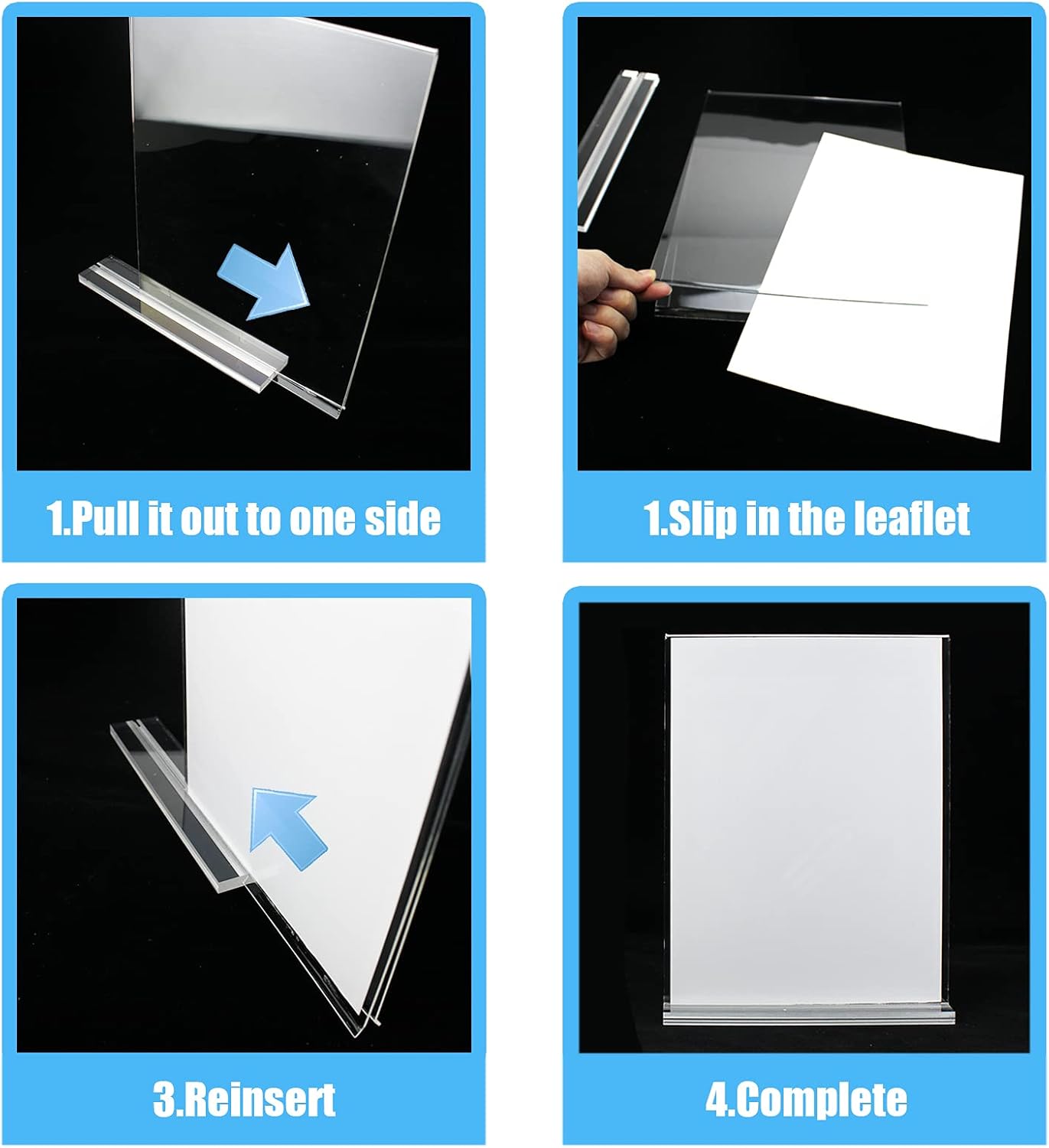 Acrylic Sign Holder, 8.5 x 11 inches Clear Table Menu Display Stand Desktop Display Stand Paper Holder Table Top Sign Holder Suitable for Restaurants, Office, Home, Store (10 pcs)