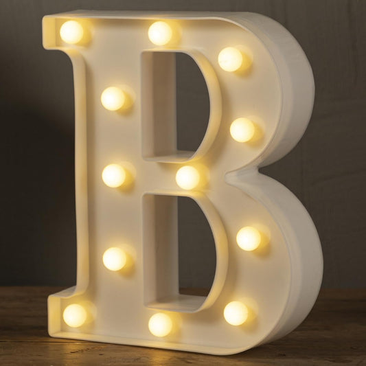 LED Marquee Letters Lights Sign-B, HXWEIYE Led Letters Lights 26 Alphabet, Light Up Number 0-9 Letters Sign for Party Home Birthday Anniversary Battery Powered Lighted Letters(Warm White)