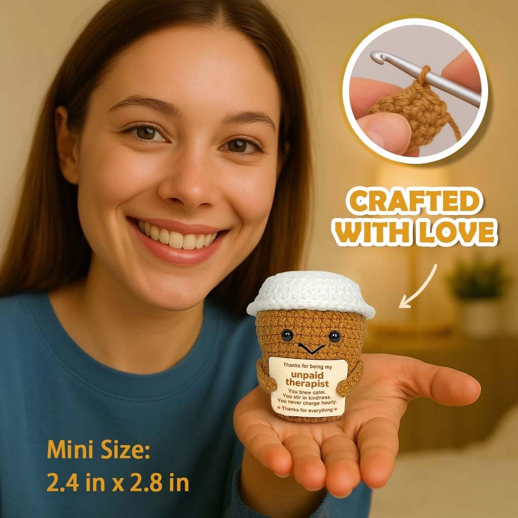 Coffee Lover Gift for Women, Funny Thank You Gifts for Best Friend Bestie, Small Coworker Appreciation Gift, Positive Espresso Emotional Crochet Support