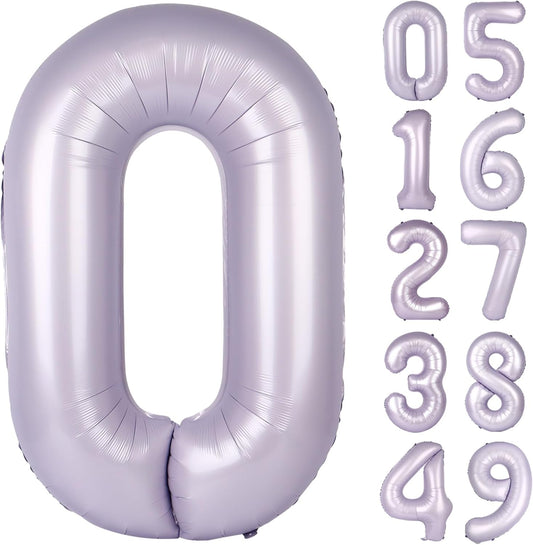 Lavender Helium Number Balloon 40 Inch, Giant Foil Lilac Number 0 Birthday Balloons, Large Numbers 10 20 30 40 50 60 70 80 90 100 2026, Party Celebration Supplies Decorations