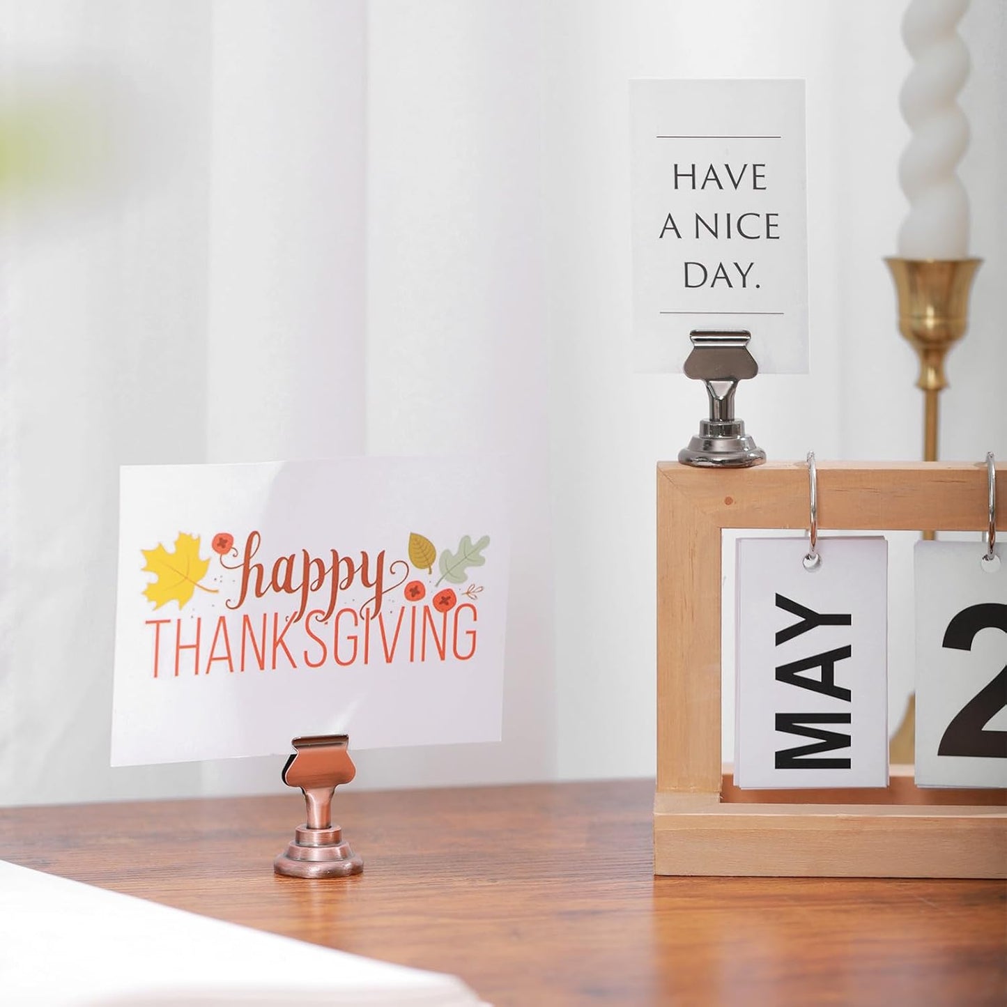 Urban Deco 16PK Table Number & Place Card Holders - 1.7 Inch Steel Holders for Photos, Food Signs, Memo Notes, Weddings, Restaurants, Birthdays (Copper)