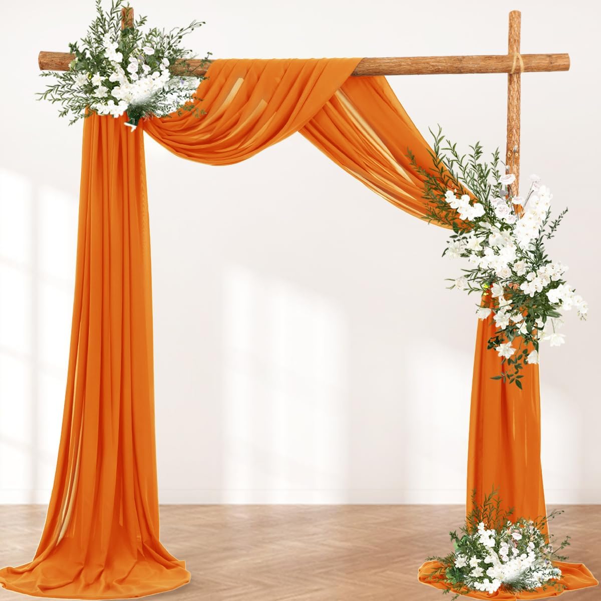 Wedding Arch Draping Fabric 1 Panel 30'' x 18FT Orange Sheer Chiffon Arch Drapery for Photo Booth Bridal Shower Baby Shower Church Decor Newborn Photography Christening Outdoor Party