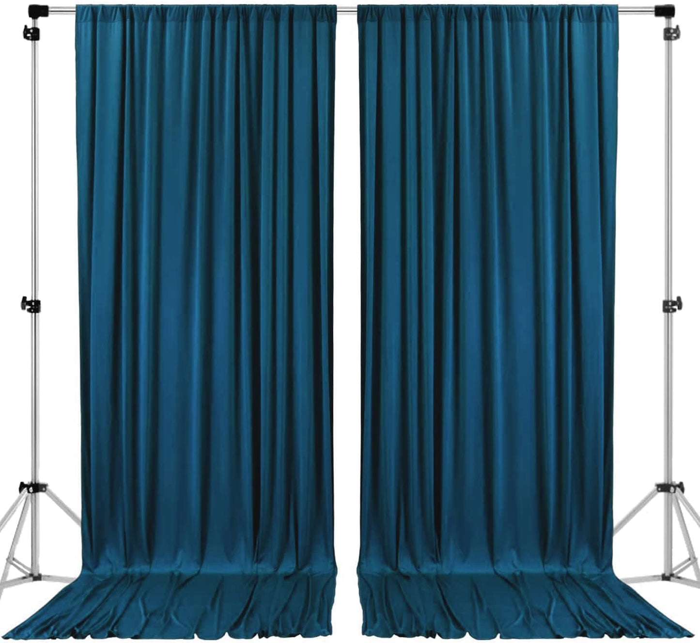 AK TRADING CO. 10 feet x 8 feet IFR Polyester Backdrop Drapes Curtains Panels with Rod Pockets - Wedding Ceremony Party Home Window Decorations - Dark Teal