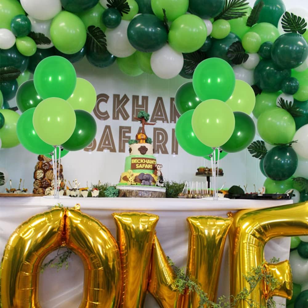 TONIFUL 4 Green Table Centerpiece Balloons Stand Kit with Green Balloons for Forest Wild Theme Party Baby shower Birthday,St. Patrick's Day,Christmas Party,Easter,Supplies Decorations