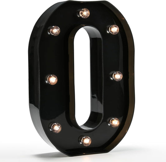 Light Up Black Alphabet Marquee Letters Sign LED Marquee Number Lights Sign for Night Light Home Bar Christmas Lamp Birthday Party Wedding Decoration O