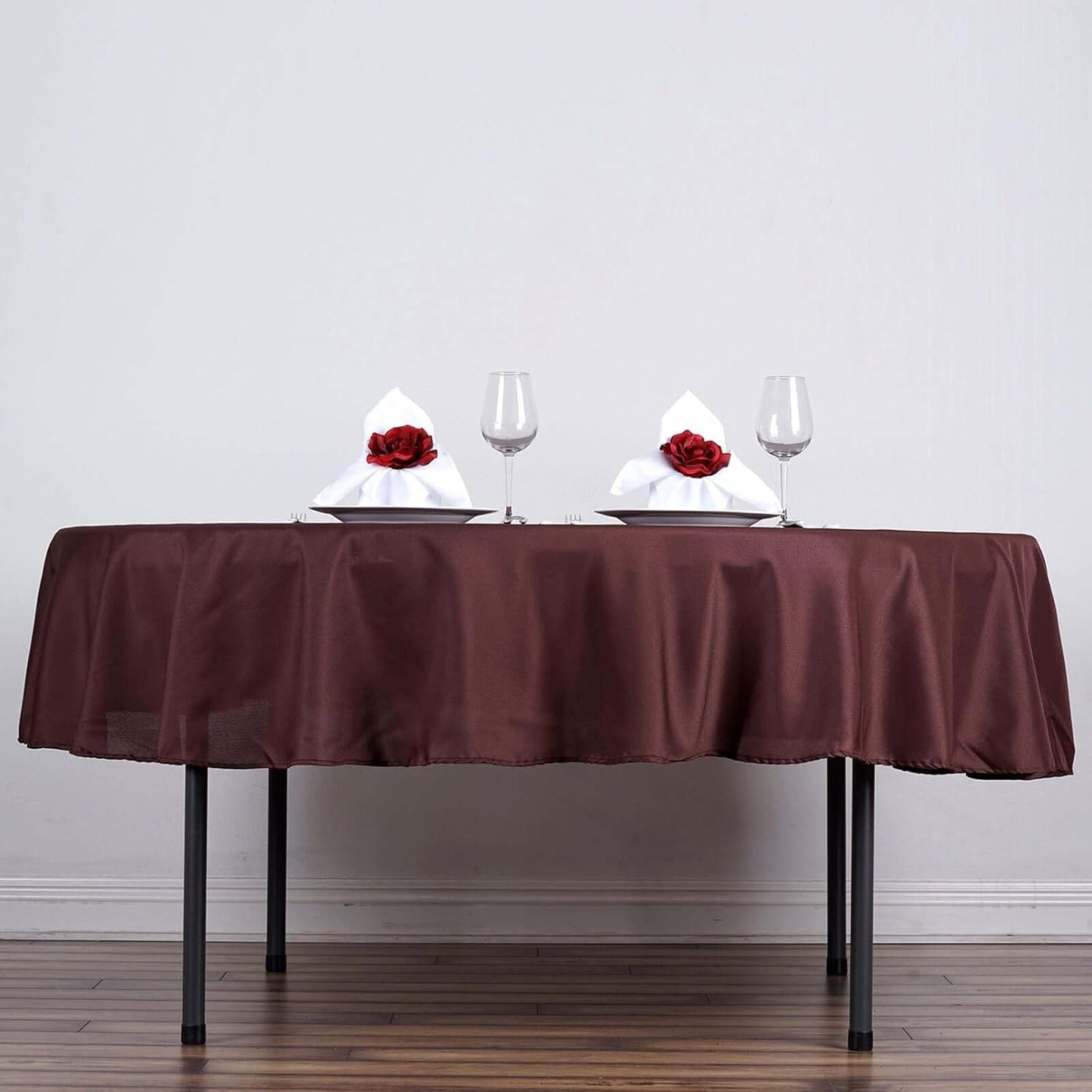 Efavormart Round Tablecloth, 70 Inch Stain & Wrinkle Resistant Washable Table Cloth, Decorative Polyester Fabric Table Cover for Banquet, Wedding, Dining- Chocolate