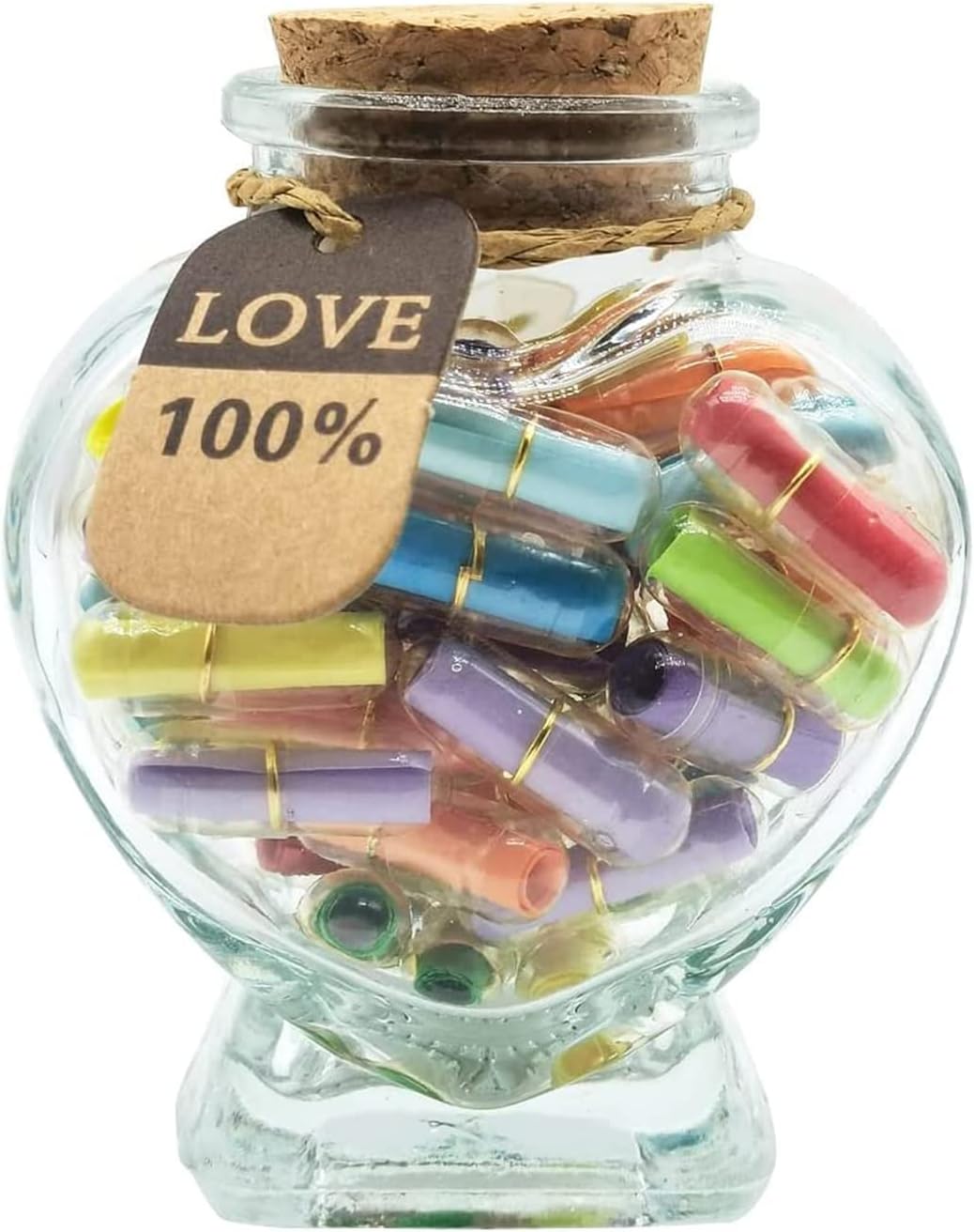 Capsule Message in A Bottle, 50pcs Love Pills Letters Long Distance Relationship Gifts for Couple, Girlfriend, Boyfriend Him Her, Birthday Anniversary Christmas Gift