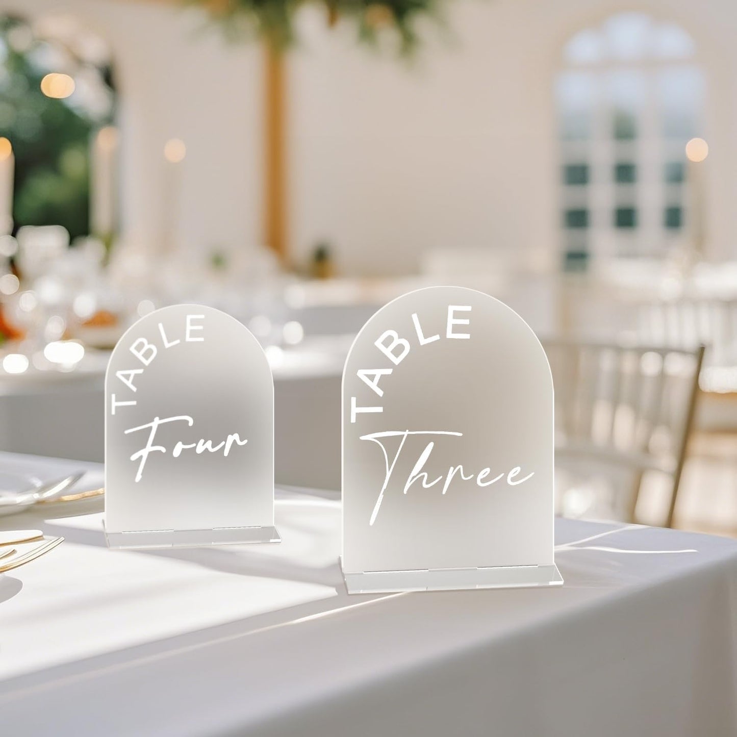 Frosted Arch Wedding Table Numbers 1-10 with Stands, 5x7 Inch Acrylic Arch Sign with Holder for Wedding Reception Table Centerpiece Decoration