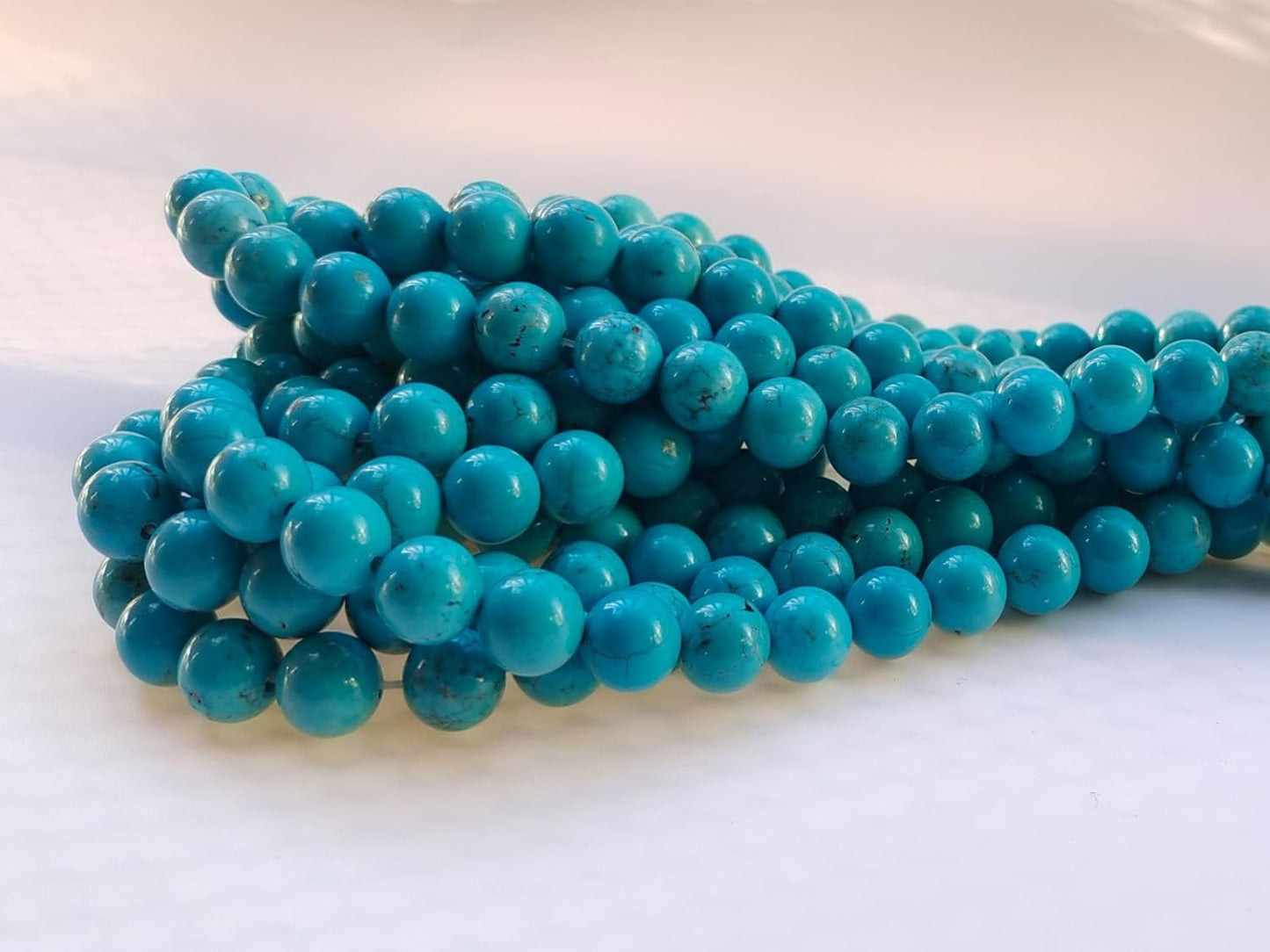 Stone Beads 8mm 100pcs Blue Turquoise Beads Round Loose Gemstones Beads for Bracelet Necklace Jewelry Making (8mm, 60825 Blue Turquoise)