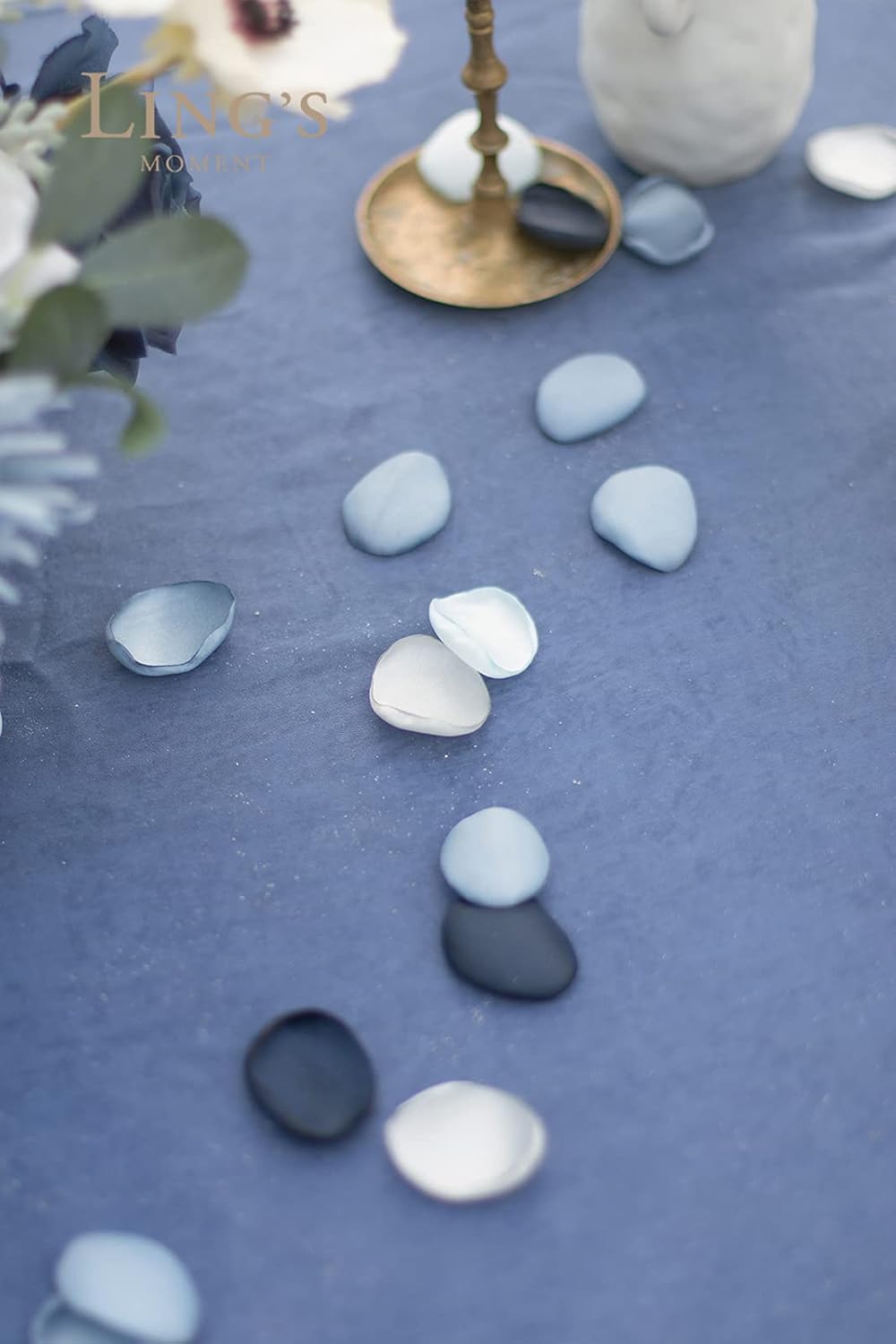 Ling's Moment Rose Petals, Silk Flower Petals for Wedding/Aisle/Flower Girl Baskets/Table Centerpiece Décor,etc.Dusty Blue Navy 200pcs