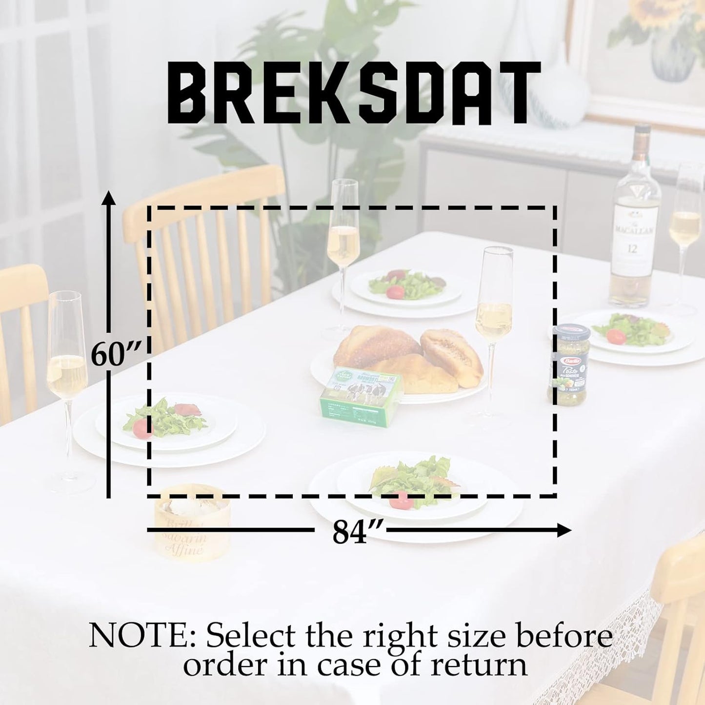 White lace Premium Rectangle Farmhouse Tablecloth Waterproof OilProof SpillProof AntiShrink Soft Wrinkle Resistant Decorative Fabric Table Cover Kitchen Dinning Party Wedding Banquet