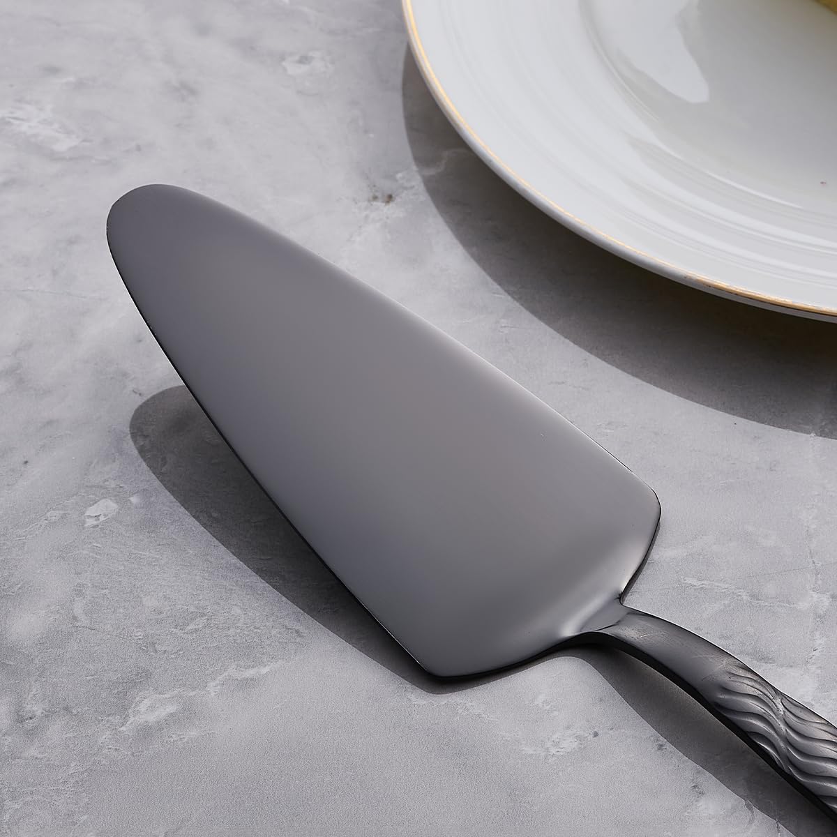 Black Cake Cutting Set, Stainless Steel Cake Knife and Server Set, Cake Pie Cutter Set for Wedding, Birthday, Party