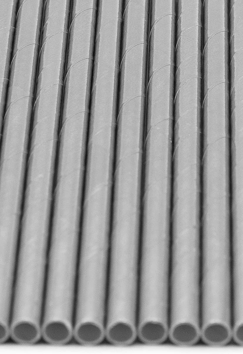 Pack of 900 Silver Foil Biodegradable 4-Ply Paper Drinking Straws (Compostable, Non-toxic, BPA-free)