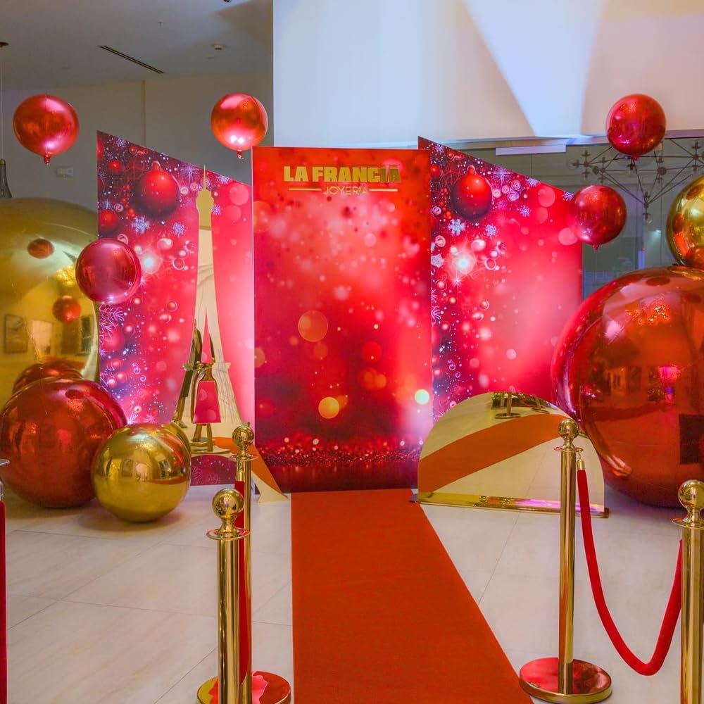 6 PCS Red Mirror Balls Inflatable Beautiful Decorative Spheres for Events & Gardens - Easy Setup & Storage