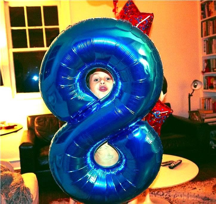 Navy Blue Foil Number 8 Balloon 40 Inch, Helium Mylar Eight Number 8 18 28 38 48 58 80 88 Birthday Balloons, 8th Blue Women Men Wedding Anniversary, Graduations Party Supplies