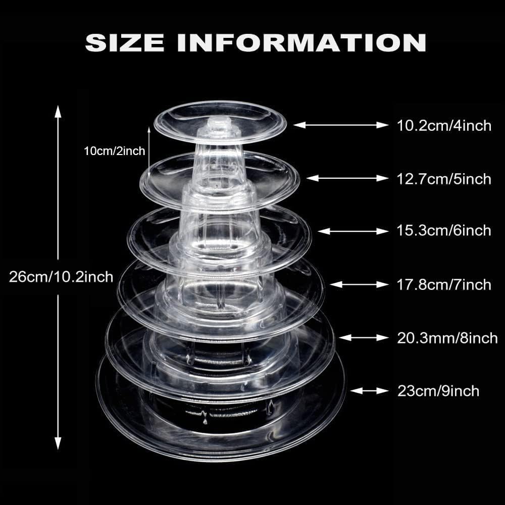 6 Tiers Macaroon Tower Stand with 8'' Silicone Tongs, Round Macaron Tower Cake Display Rack Plastic Cupcake Stand Macarons Desserts Serving Tray for Birthday Wedding Party Decor (6 Tiers with Tongs)