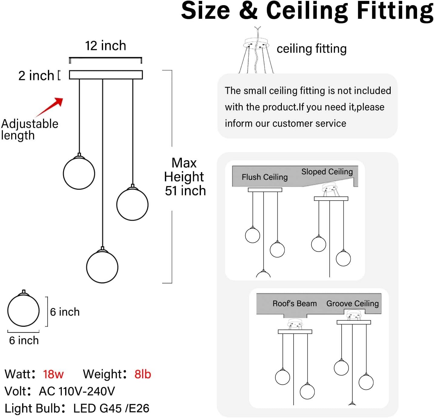 Globe Glass Pendant Light Modern Gold Clear Globe Glass Chandelier Mid Century Chandelier 3-Light Hanging Fixture for Kitchen Island Foyer Hallway Dining Room