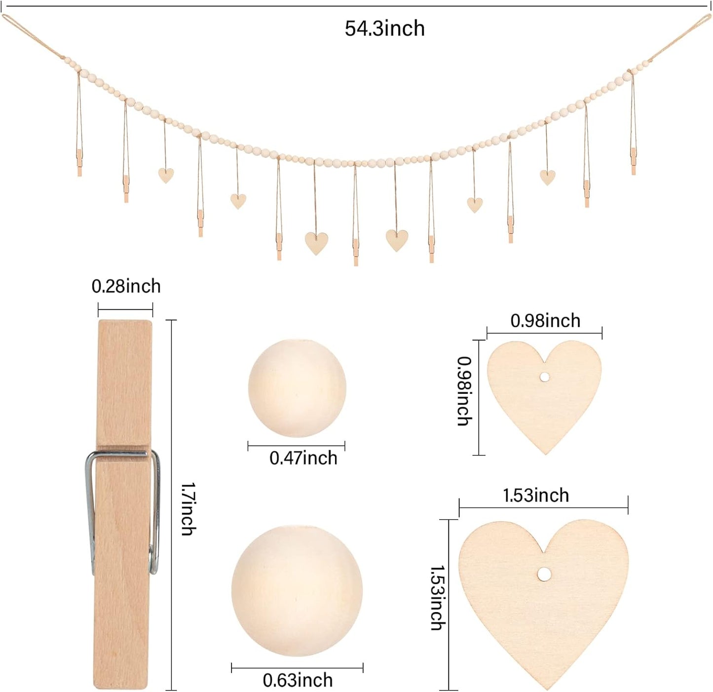 Hanging Photo Display with Clips, 9 Wood Clips, Boho Picture Frames Collage Wall Decor, Photo Hanger for Office Cubicle Decor, Kids Art Display (1)