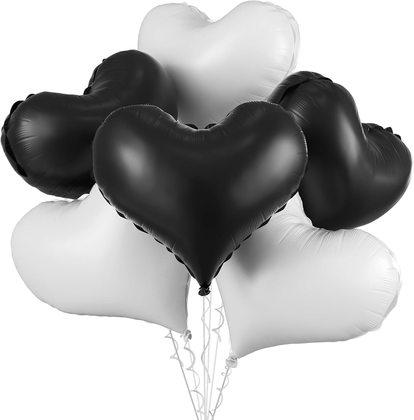 Black White Heart Balloons,24Inch Large Black Heart Foil Balloons for Valentine's Day Birthday Wedding Baby Shower Anniversary Party Decorations