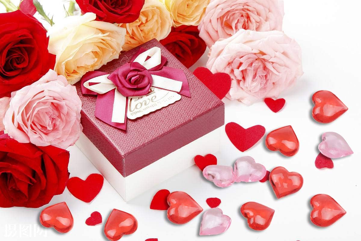 220 Pieces Red Acrylic Heart Flat Back Heart Gems for Valentine's Day Decorations, Vase Filler, Table Scatter Decoration, Wedding Decorations,Home Decorations(Bright Red, 1 LB)