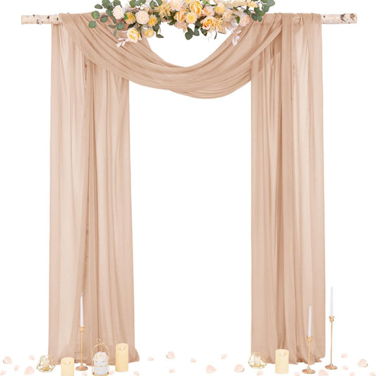 Socomi Wedding Arch Draping Fabric 29" x 20Ft 1 Panel Nude Sheer Outdoor Curtain Drapes Extra Long for Bridal Baby Shower Ceremony Birthday Party Decor