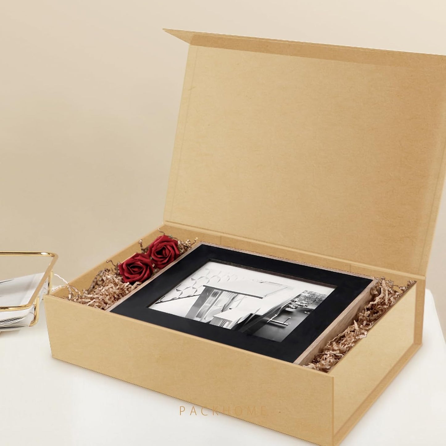 PACKHOME 6 Extra Large Gift Boxes 17.5x11.3x4.3 Inches, Sturdy Shirt Boxes with Magnetic Lids for Clothes and Large Gifts (Kraft)