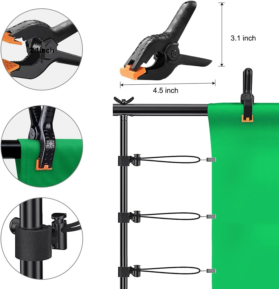 Backdrop Stand for Parties, 6.5x10ft Adjustable Background Support System for Events Decoration, Baby Shower, Photography with Spring Clamps, Backdrop Clip, Sandbag and Carrying Bag