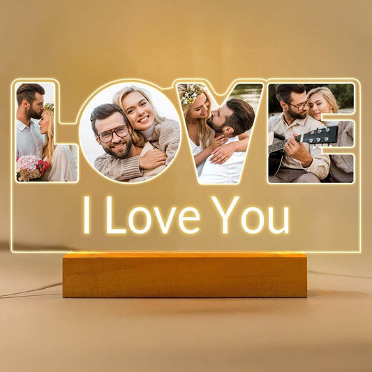 Personalized Anniversary Couple Gifts for Women Men, Custom Picture Frames with Photo, Customized Photo Frame with Night Light, Personalized Birthday Gifts for Her Him Girlfriend Boyfriend