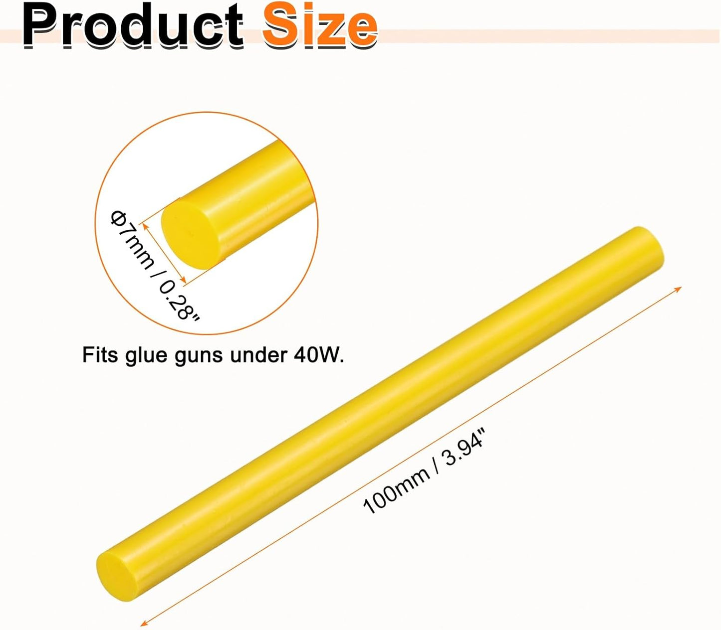 HARFINGTON 10pcs Hot Glue Sticks 0.28" Dia x 3.94" Long EVA Mini Hot Melt Adhesive Glue Stick for Hot Melt Gun Wood Plastic Glass Flowers Fabrics Foam, Yellow
