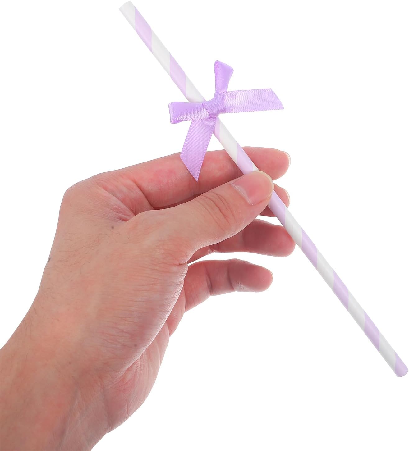60Pcs Purple Paper Straws with Bow Tie Decorations, Disposable Drinking Straws for Birthday, Wedding, Baby Shower, Party Supplies and Festive Events