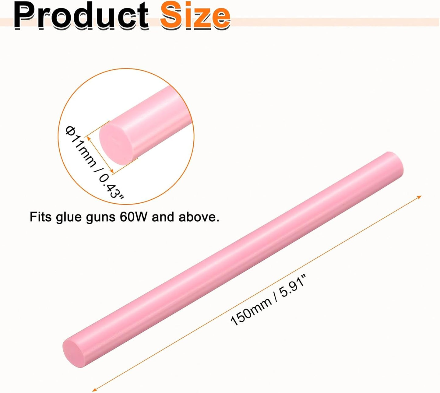 HARFINGTON 10pcs Hot Glue Sticks 0.43" Dia x 5.91" Long EVA Mini Hot Melt Adhesive Glue Stick for Hot Melt Gun Wood Plastic Glass Flowers Fabrics Foam, Pink
