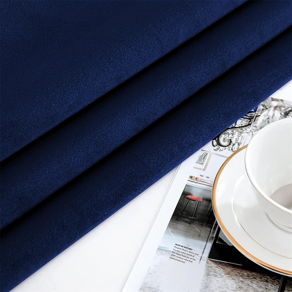 F-CHU Blue Tablecloth Thickset Velvet Tablecloth with Beautiful Gold Tassels Vintage Table Cloth for Home Decor Wedding, Party, Banquet and Events 60x120-Inch