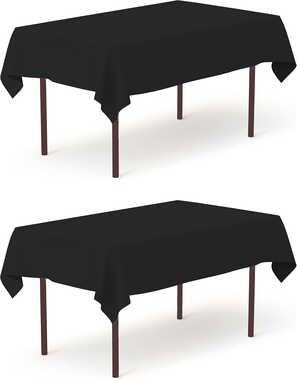 Pomp Black 60" x 84" Poplin Polyester Tablecloth (2 Pack) | Wrinkle + Stain Resistant Easy Care Premium Fabric | Fits 5FT Rectangle Table