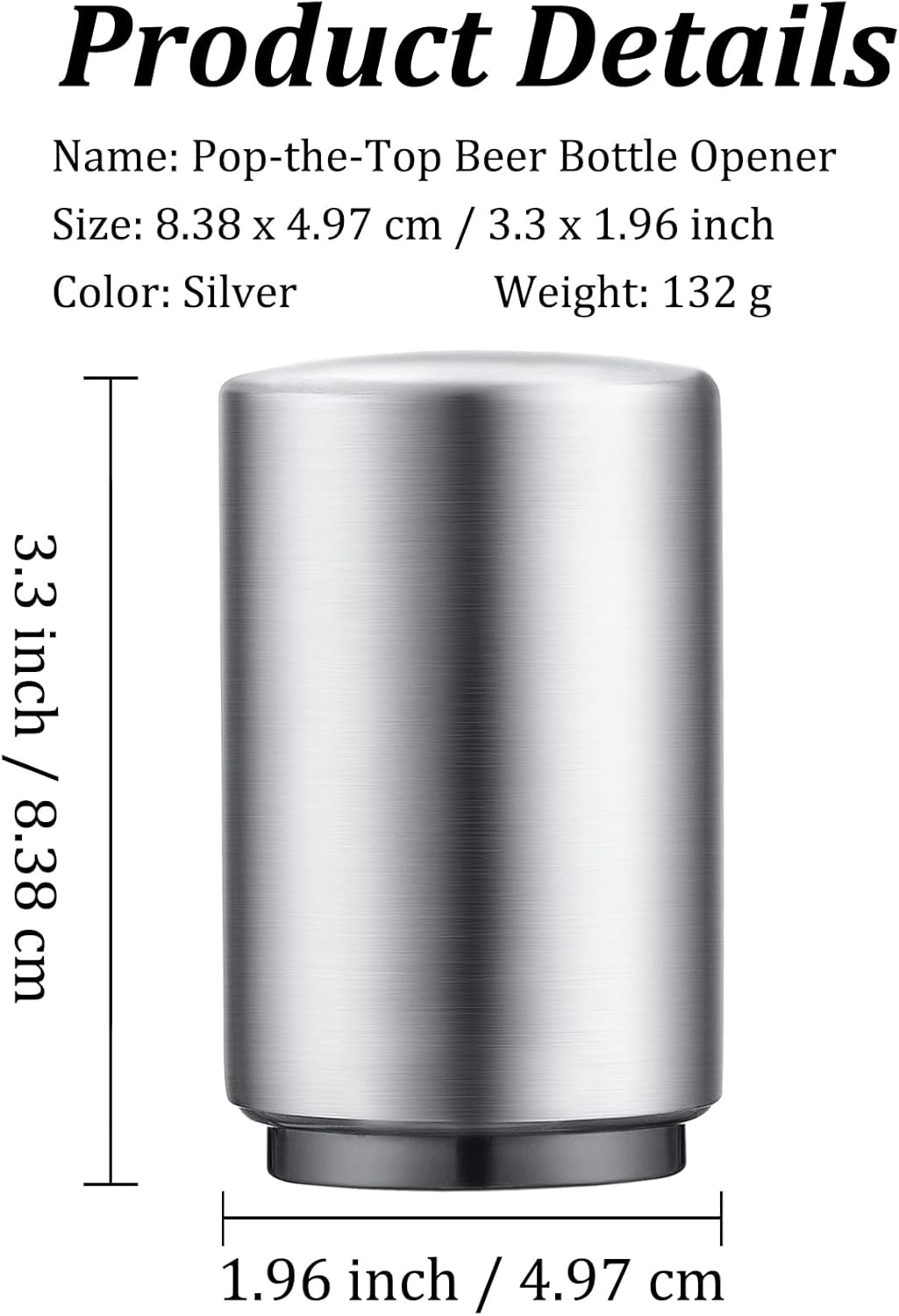 3PCS Premium Automatic Beer Bottle Opener, Magnet Stainless Steel Push Down Off Soda Lid Open Magnetic Catching No Damage Caps, Portable Pop the Top Bar Tools for Home Wine Accessories Picnic Camping