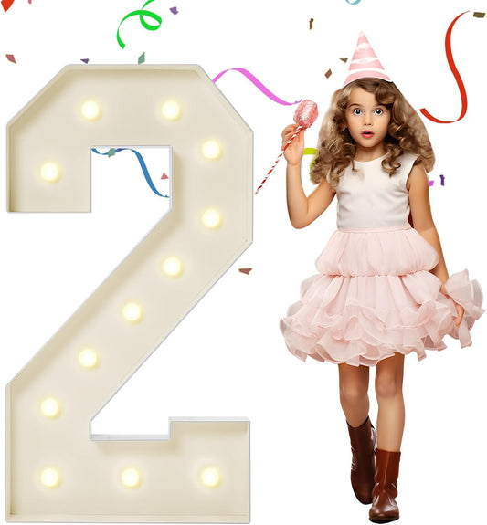 4FT Marquee Numbers, Large Light Up Numbers 2 for 2nd 21st 25th Birthday Party Decorations, Giant Light Up Number for 2025 Graduation Prom Decor, 4 Feet Number 2 w/Lights DIY Kit