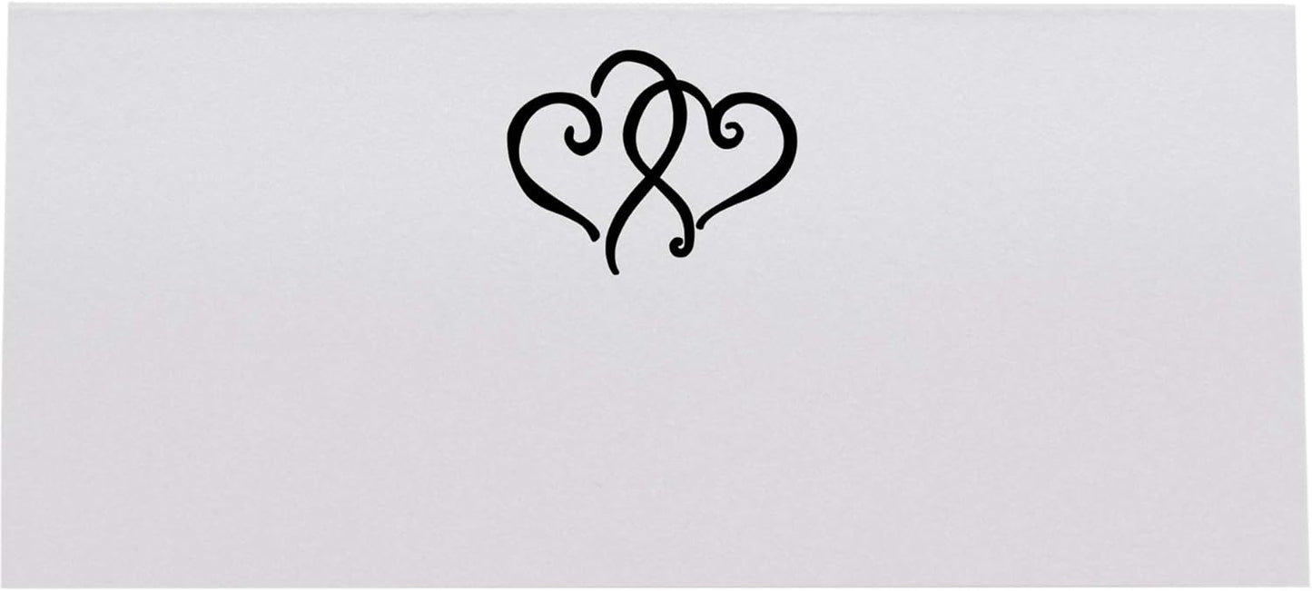 Linked Hearts Place Cards, Black (Choose Color), Set of 25, Pre-cut and Scored - Wedding, Party, Dinner, and Special Events - Made in the USA