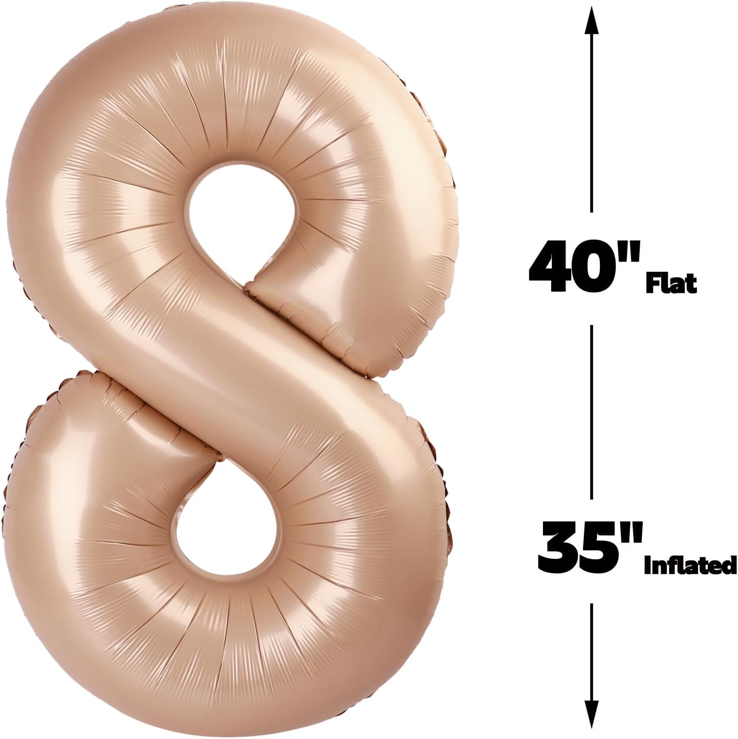 Helium Foil Light Brown Number 8 Balloon 40 Inch, Mylar Eight Numbers 8 18 28 38 48 58 80 88 Birthday Balloons, Light Brown Women Men Anniversary Graduations Party Supplies