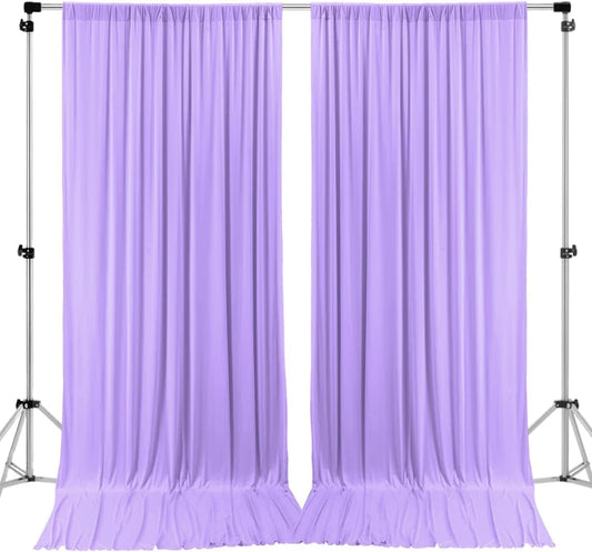 AK TRADING CO. 10 feet x 8 feet IFR Polyester Backdrop Drapes Curtains Panels with Rod Pockets - Wedding Ceremony Party Home Window Decorations - Lavender