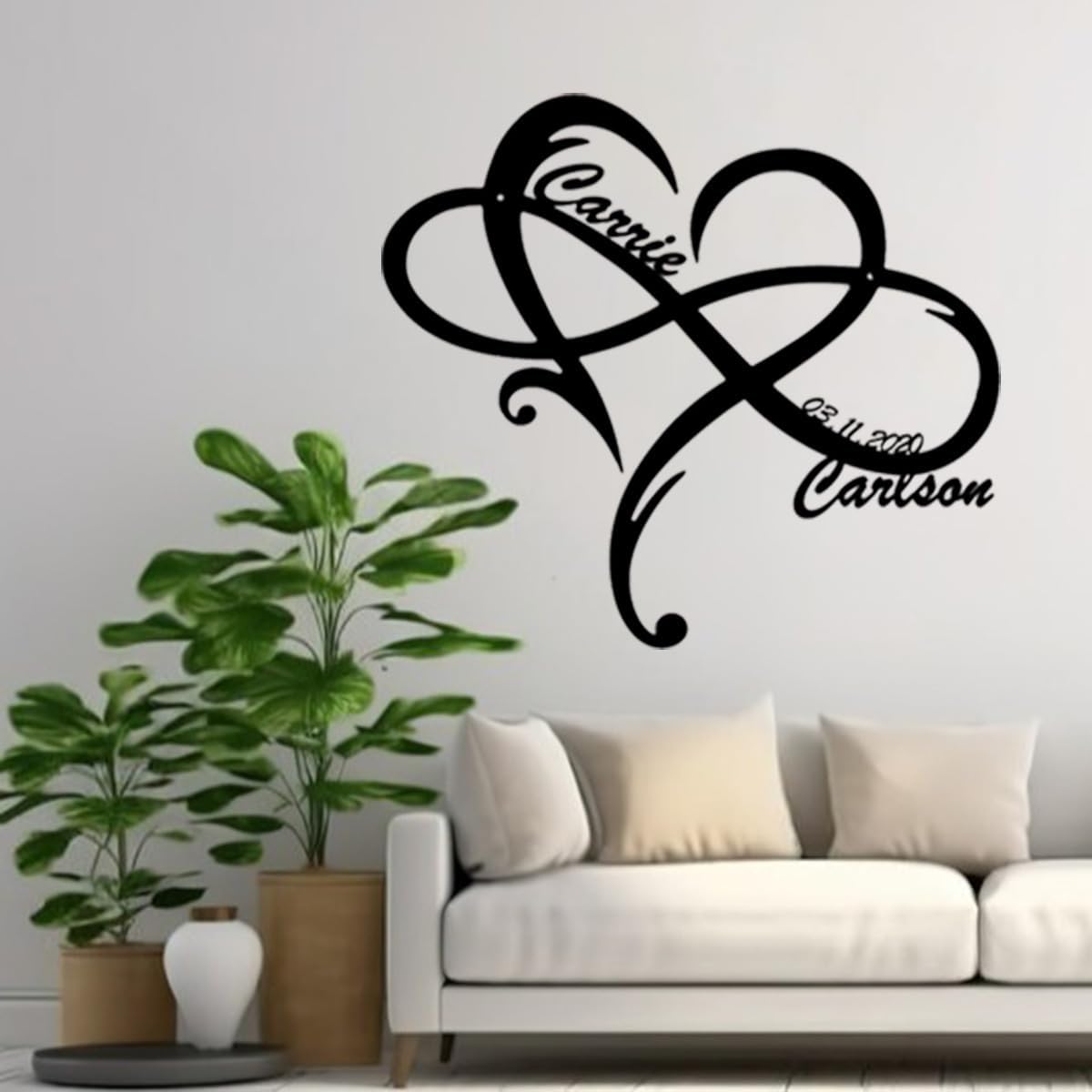 NAZENTI Personalized Metal Sign Infinity Heart Gift For Couple, Wedding Gift, Family Name Sign, Outdoor Name, Anniversary, Home Decor, Front Door