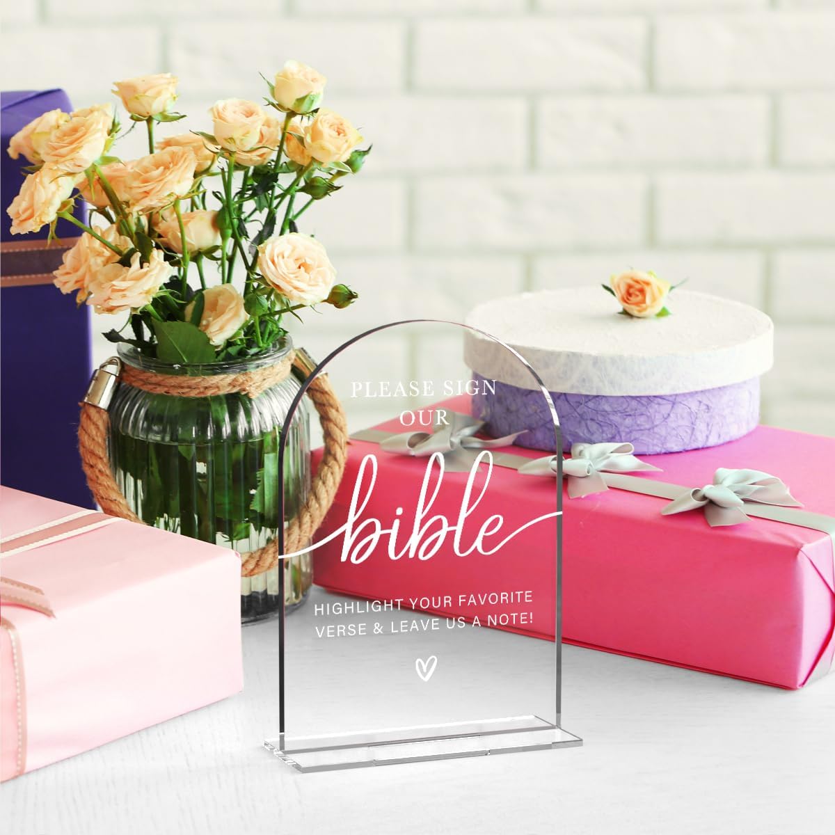 Acrylic Wedding Sign Wedding Signs for Ceremony Please Sign Our Bible Sign for Wedding Modern Calligraphy Arch Acrylic Table Top Sign for Wedding Reception and Event Party Table