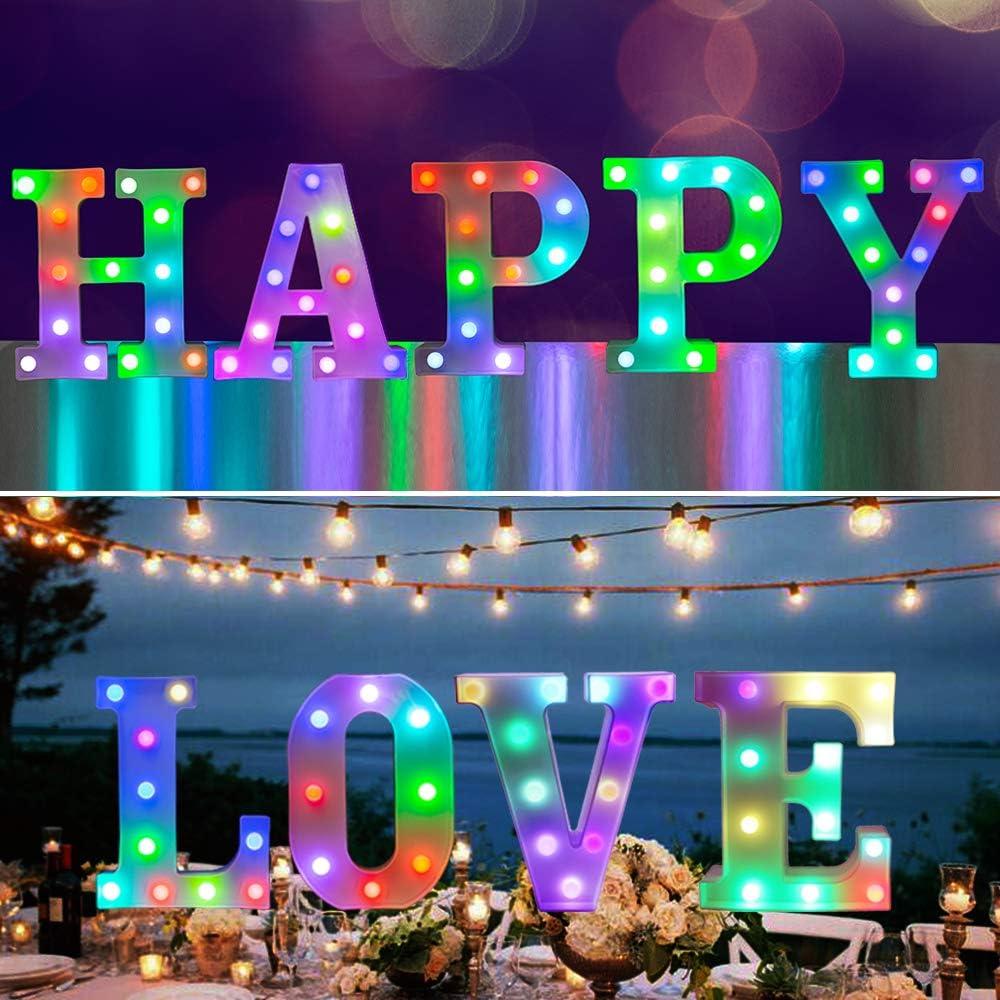 Pooqla Colorful Marquee Letters LED Light Up Letters with Remote, Party Birthday Letter with Lights Decorations for Classroom Room Dorm Home - Multicolor Letter S