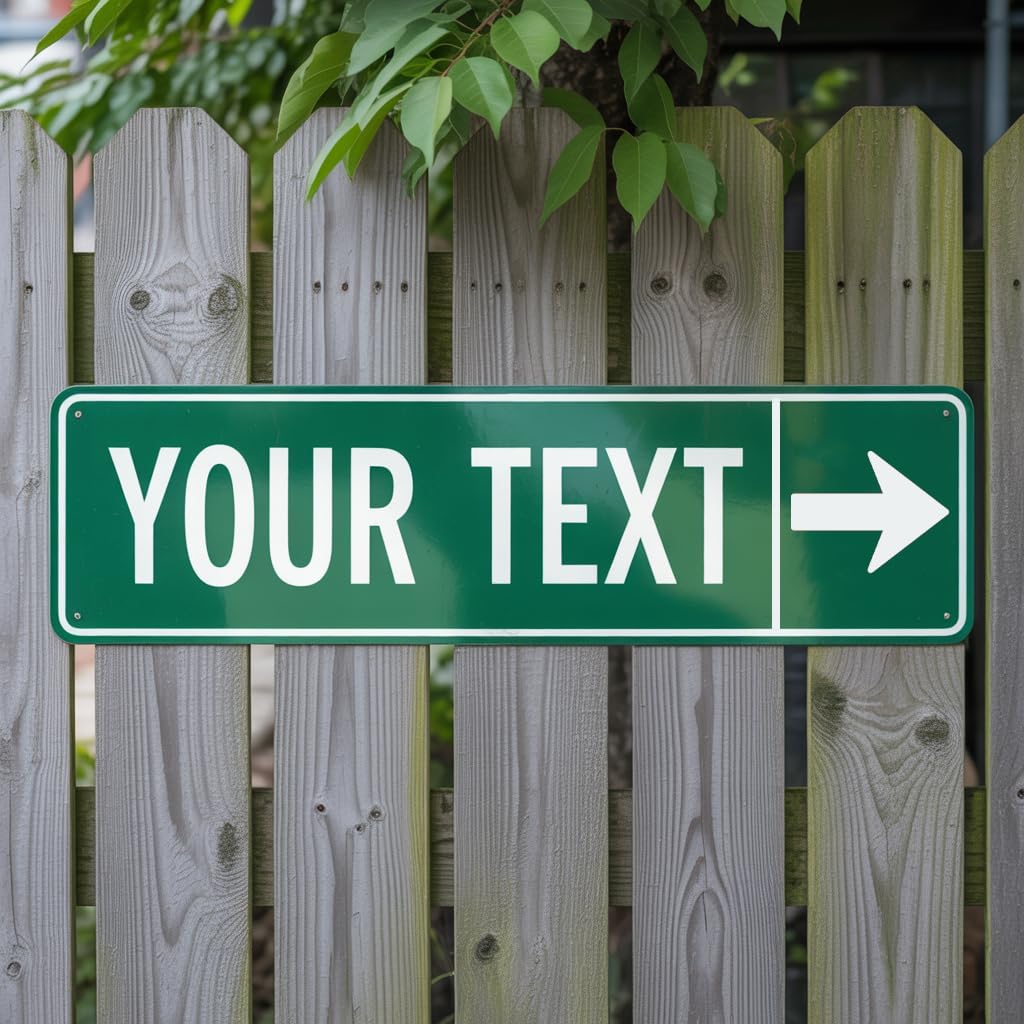 Custom Signs Outdoor Metal, Personalized Street Reflective Sign with Arrow, 8x24 Inches, Single/Double Sided, Rust Free Aluminum-UV Protected and Weatherproof