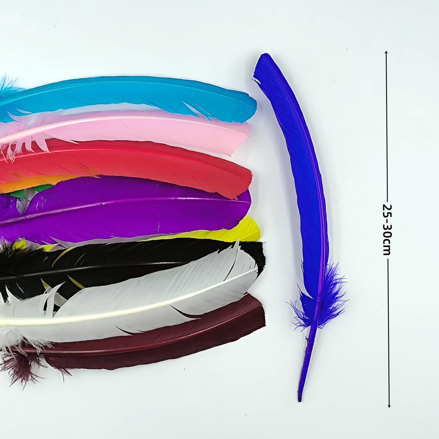 Colorful Turkey Feathers,22 Pcs Natural Feathers Bulk Long 10-12 inch (25-30cm),Turkish Feather for Crafts DIY Wedding Home Party Mardi Gras Decorations (Colorful)