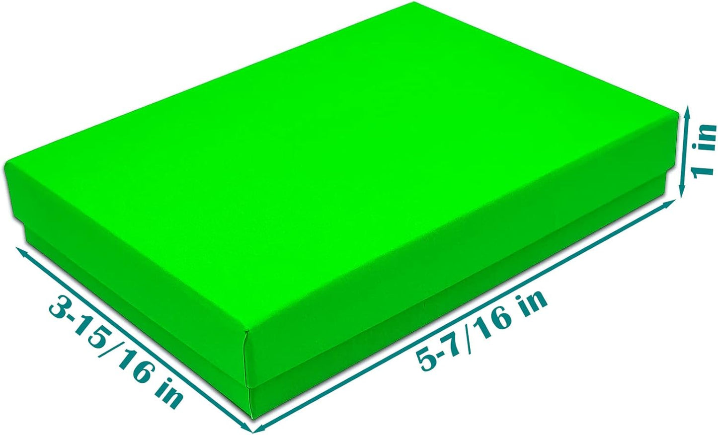 TheDisplayGuys - 25-Pack #53 Kraft Paper Cardboard Gift Boxes/Jewelry Cases w. Cotton Padding & Lid - Neon Green - (5.4" x 3.9" x 1.0")