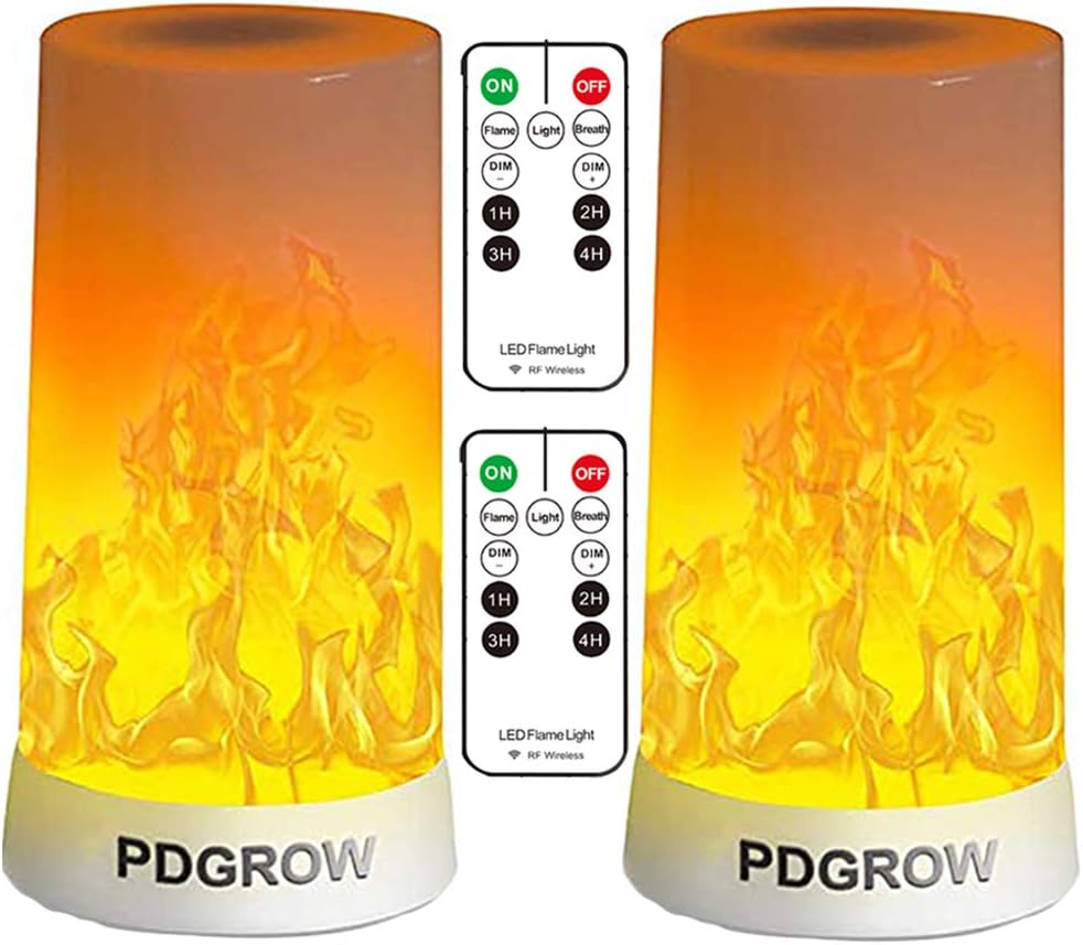 LED Flame Lights with Remote Timer, Flame Lamp 4 Modes USB Rechargeable Fire Lights Indoor Campfire Outdoor Decorative Lantern Hanging Lamps Fireplace Romantic Light for Home Party Camping Bar