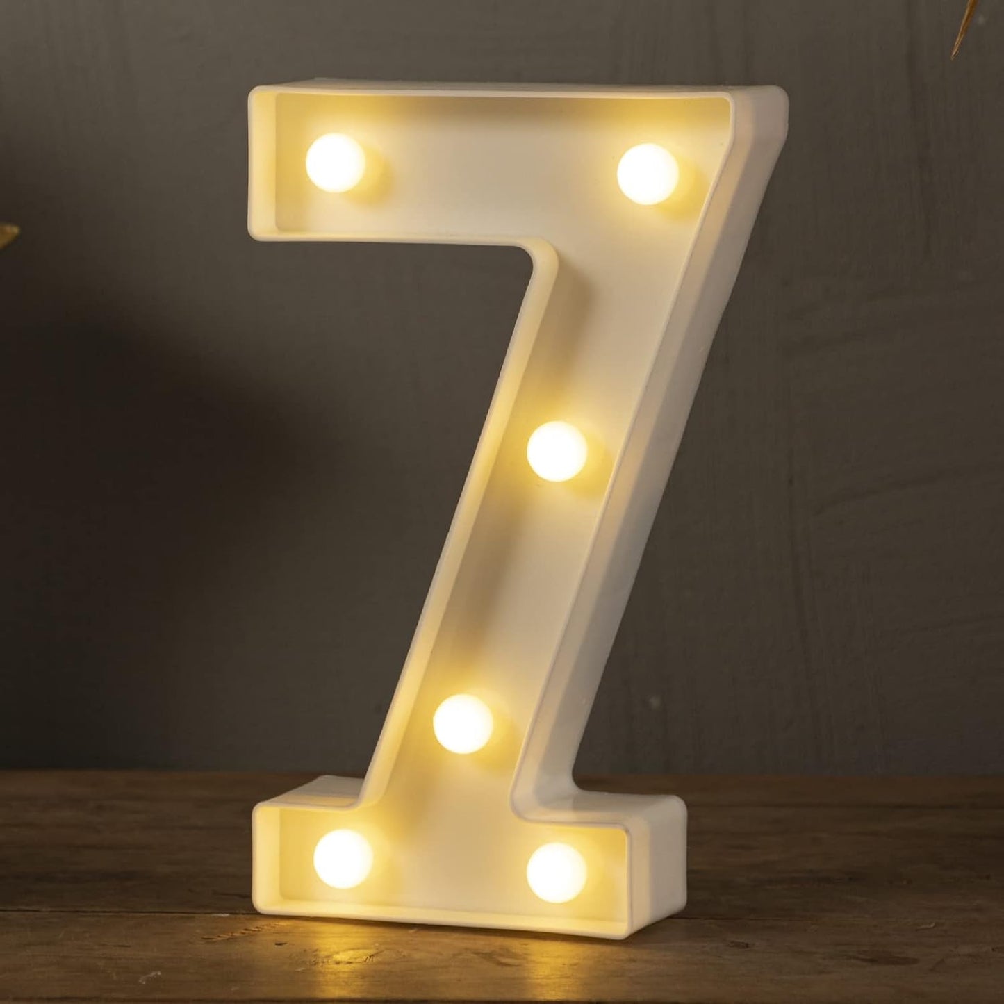 HXWEIYE Marquee Light Up Numbers-7, Led Large Numbers Letters Sign 26 Alphabet and 10 Number for Party Décor, Light Up Letters Battery Powered Warm White Christmas Decoration Numbers Light