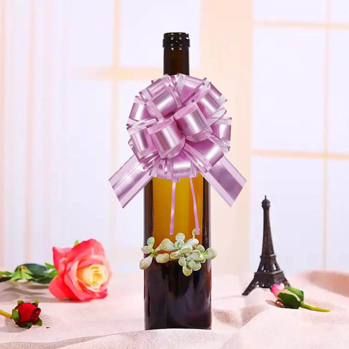 7 Pieces Large Pull Bows, 6 inche, Big Bow for Gift Wrapping, Christmas Party Birthday Gift, Wedding Baskets,Valentine's Day Gift Decorations, Flower Decoration (Pink)