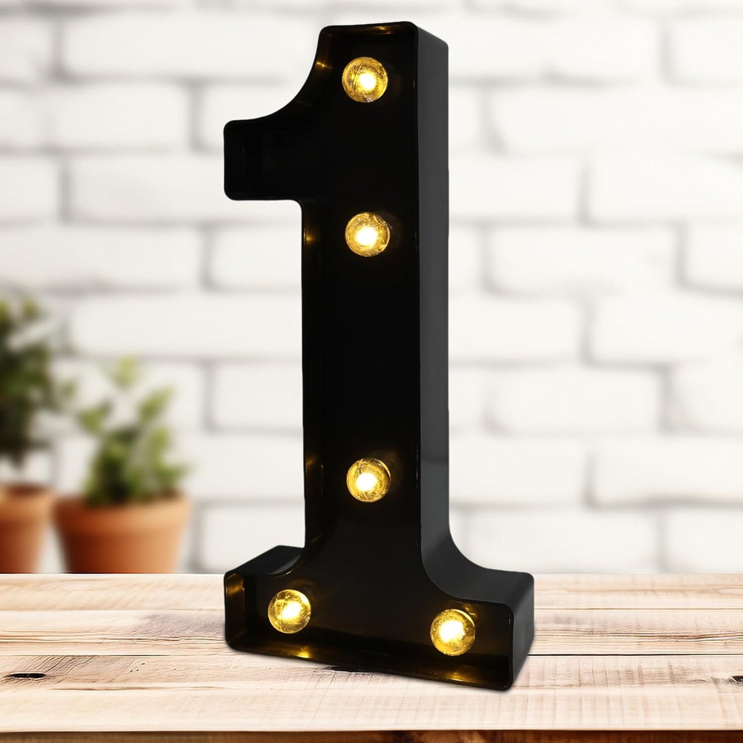 LED Marquee Numbers, 8.58 Inch Led Light Up Numbers for Party, Small Light Up Letters, Battery Powered Lighted Number for Table, Birthday, Night Light, Christmas or Home Decor (Black, Number 1)