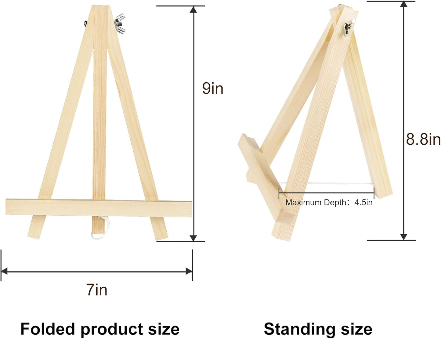 Kinlink 9 Inch Tall Wood Easels for Display Set of 12, Display Easel Tabletop, Painting Easel Stand for Artist Students